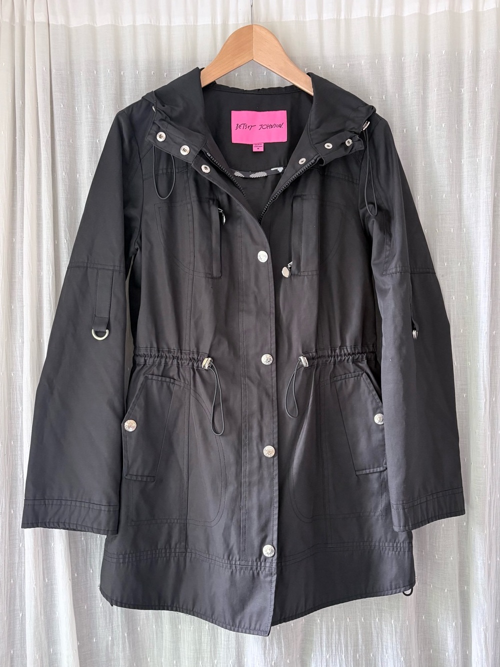 Betsey Johnson Black Hooded Utility Anorak Jacket